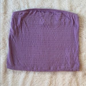 purple smocked tube top